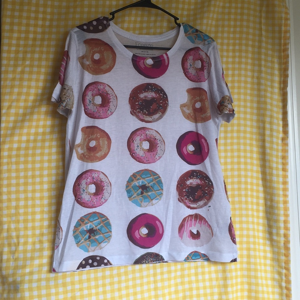 See-through teeshirt w/ doughnut print on front